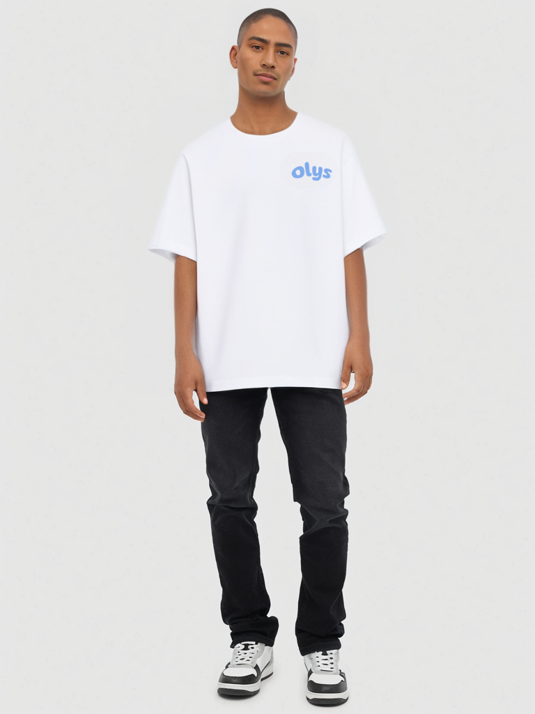 Olys 100%純棉抗菌T恤,經典Olys標誌,中性設計,適合運動和休閒穿搭,適合各種身型的男女,100%純棉,抗菌T恤.中性T恤,運動T恤,健身服飾,休閒穿搭,每種身形都能穿