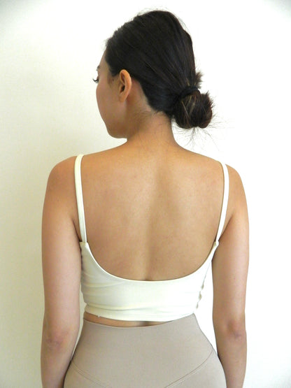 Cream Scoop Back Top