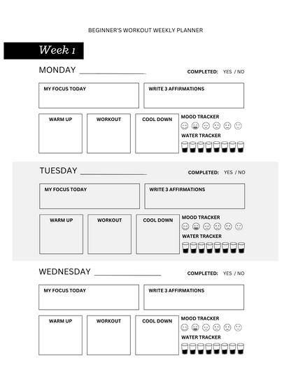 Workout Planner 每週的運動計劃